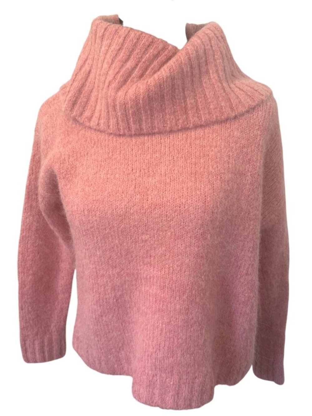 LOFT Ann Taylor Cowl Neck Sweater Women's S Pink Cropped Cozy Knit Pullover Chic